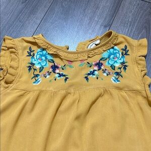 E & M Floral Embroidered Mustard Blouse